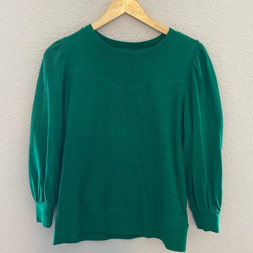 EUC Loft green cotton top